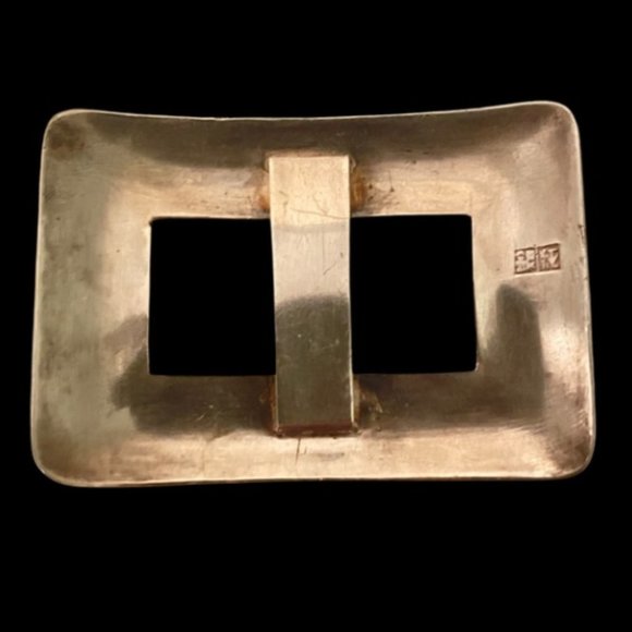 Sterling silver belt buckle Asian signed - Picture 2 of 2